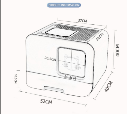 Minimal and stylist Enclosed Cat Litter Box Toilet Splash-Proof Indoor Litter Box , with litter scoop