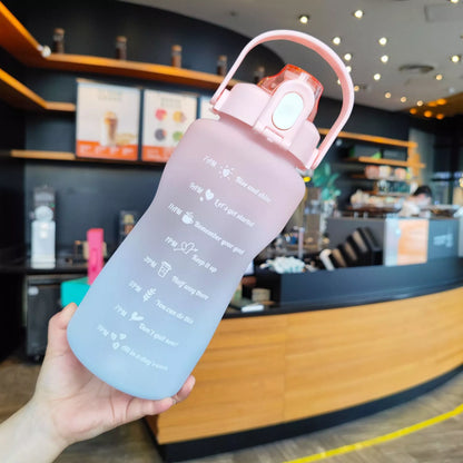 2L Motivational Water Bottle With Time Marker With Straw and Sticker